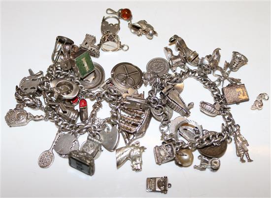 Quantity of silver charm bracelets